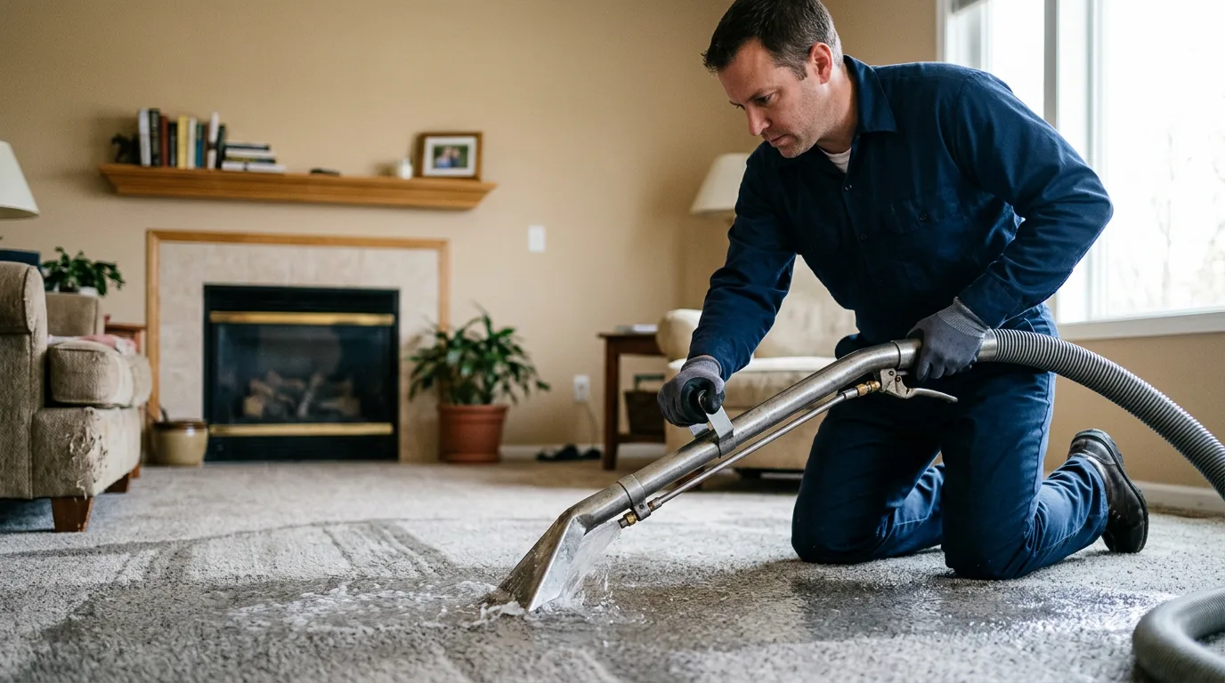 Water damage restoration technician working near Rankin, IL